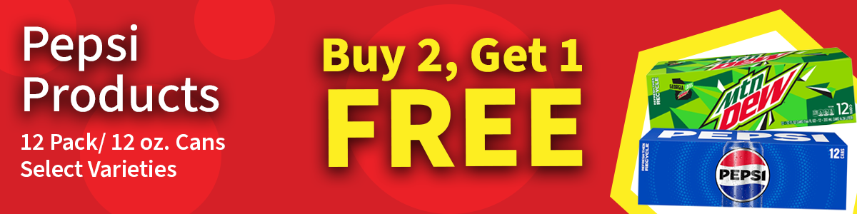 Pepsi 12 Packs Buy 2 Get 1 Free